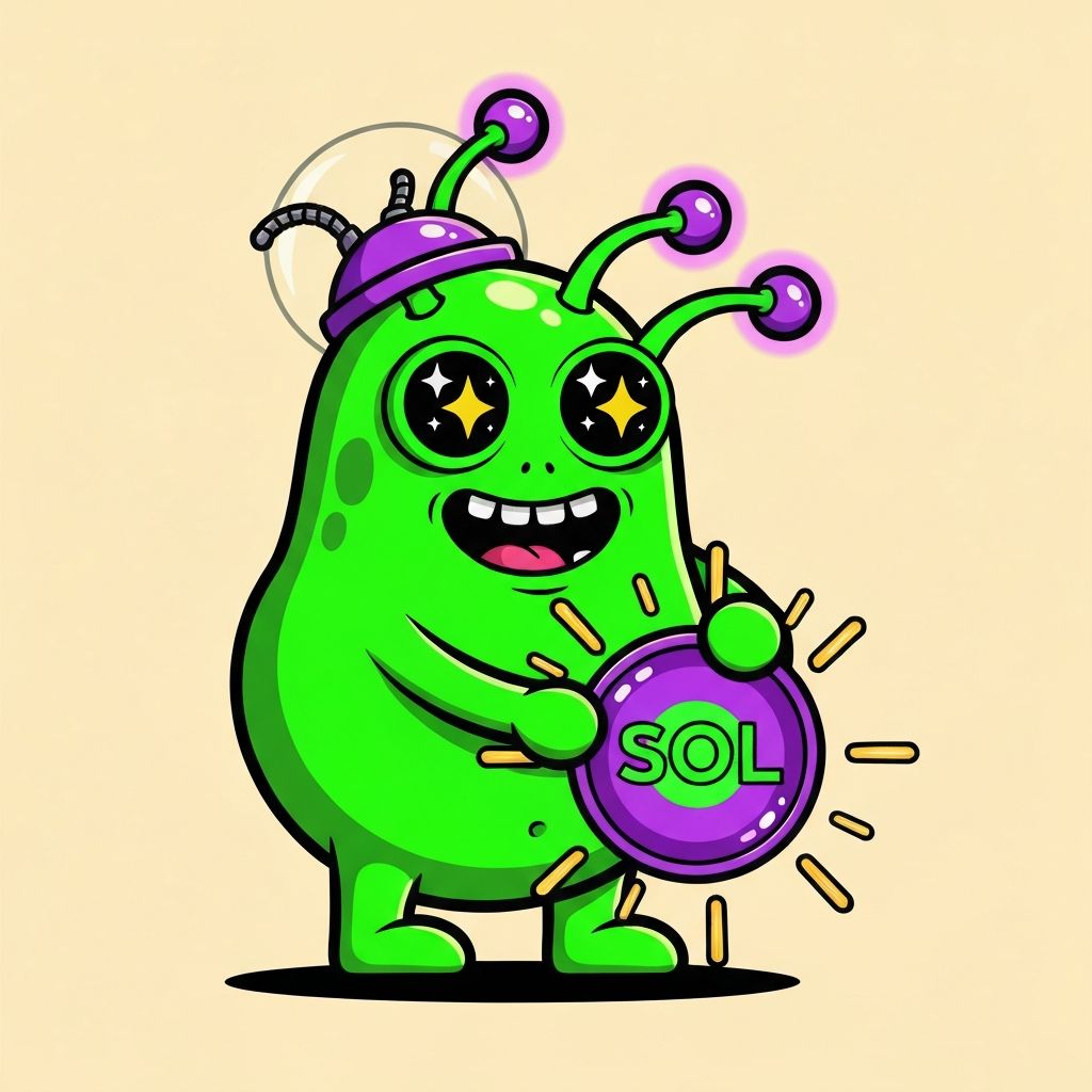 SOLIEN - the goofy alien holding a glowing SOL orb